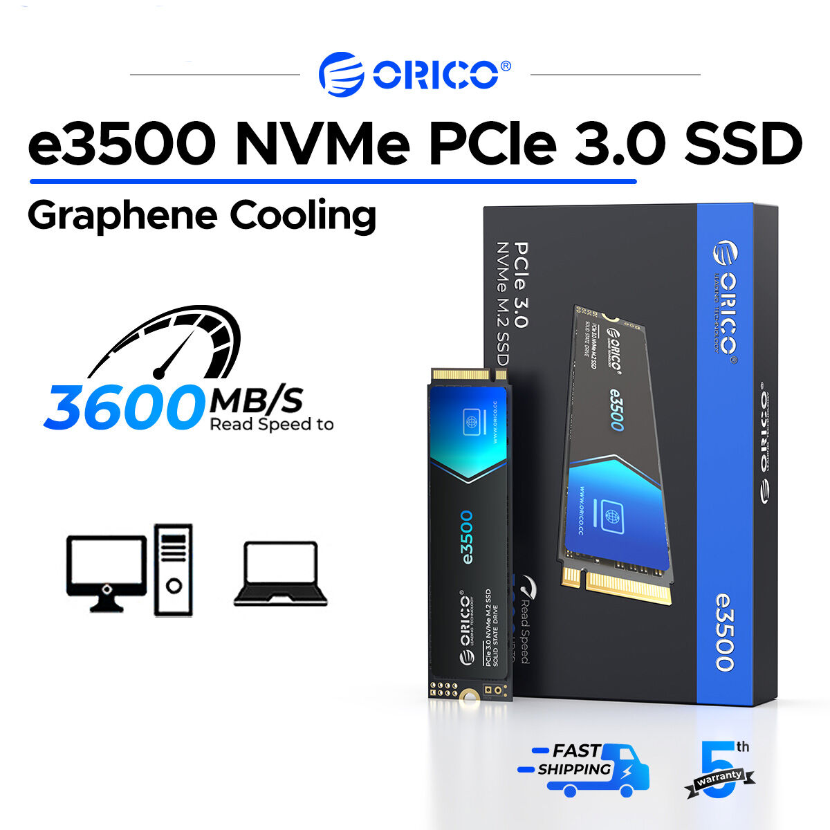 ORICO PCIe3.0 3600MB/s M.2 NVME SSD 256GB 512GB 1TB/2TB/4TB M.2 NVMe SSD Drive  Internal Solid State Drive For Laptop PC