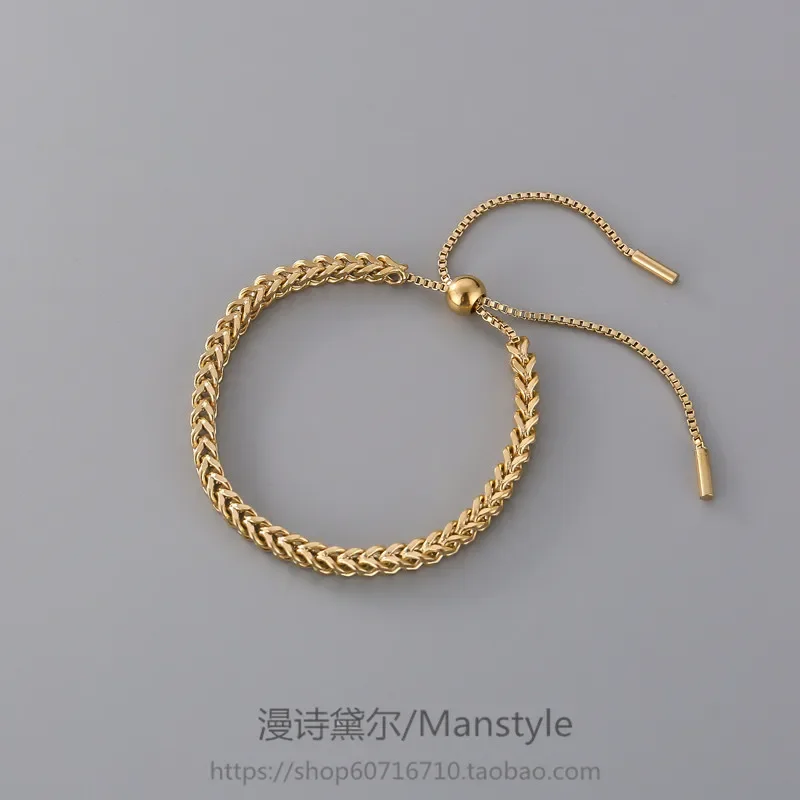 Recurrent Fate Year Good Luck Drawing Woven Titanium Steel Bracelet Ins Special-Interest Design Does Not Fade Hand Jewelry Female Online Influencer Jewelry-Music of the Tide