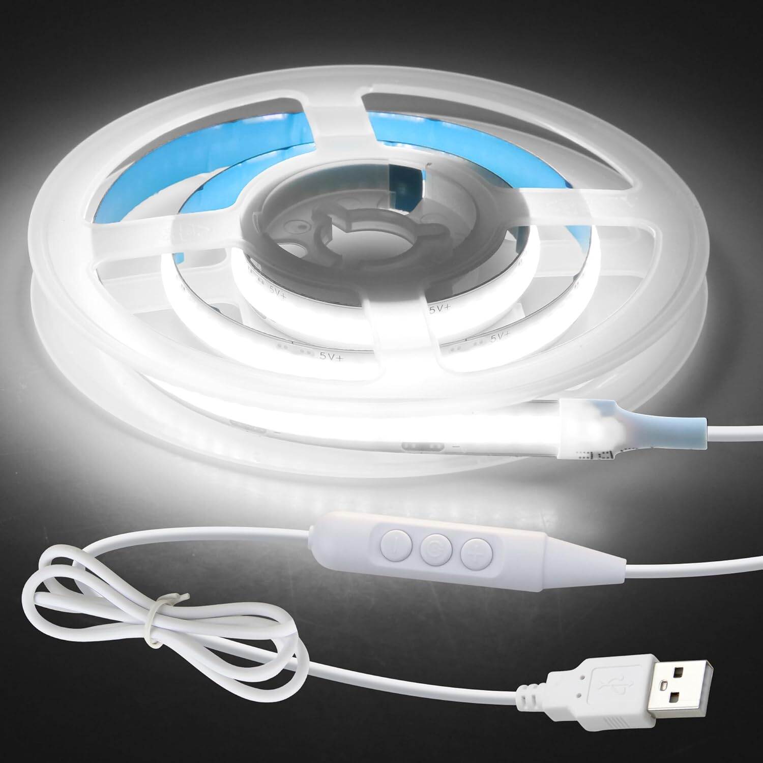 ALITOVE USB COB LED Strip Light | 9.84FT 960LEDs 5V 3000K CRI85+ | Dimmable Flexible 1.5M USB Cable | Warm White for TV Backlight Bedroom Cabinet Showcase DIY Lighting