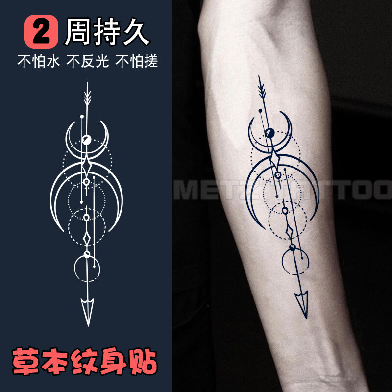 Herbal Tattoo Sticker Juice Durable Men's and Women's Waterproof  Semi-permanent Tattoo Trendy Personality Moon Arrow Feather Flower Arm Ins  Style | Lazada