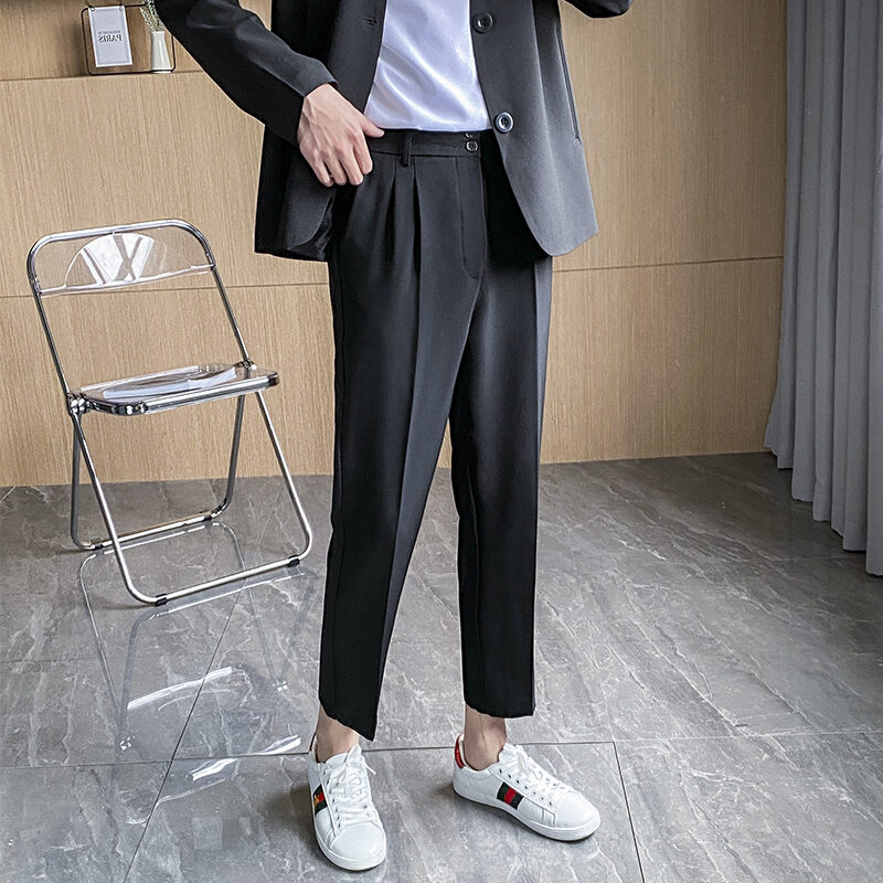 Men's Korean Slim Fit Jeans Fashion Ripped White Paint Dot Mid-waist  Stretch Feet Denim Long Pants – AWC Online Shop