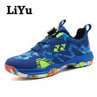 LiYu Fashion Camouflage Badminton Shoes Rotating Buckle Running Shoes Tennis Shoes For Men Indoor Outdoor Sports Shoes No-slip