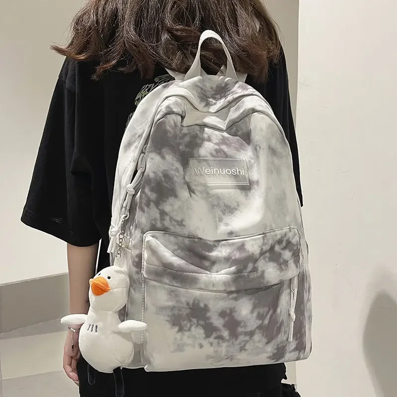 Tie-Dyed Schoolbag Female Korean Style High School and College Student 2021 New Backpack Junior High School Student Mori Style Simple All-Match Backpack