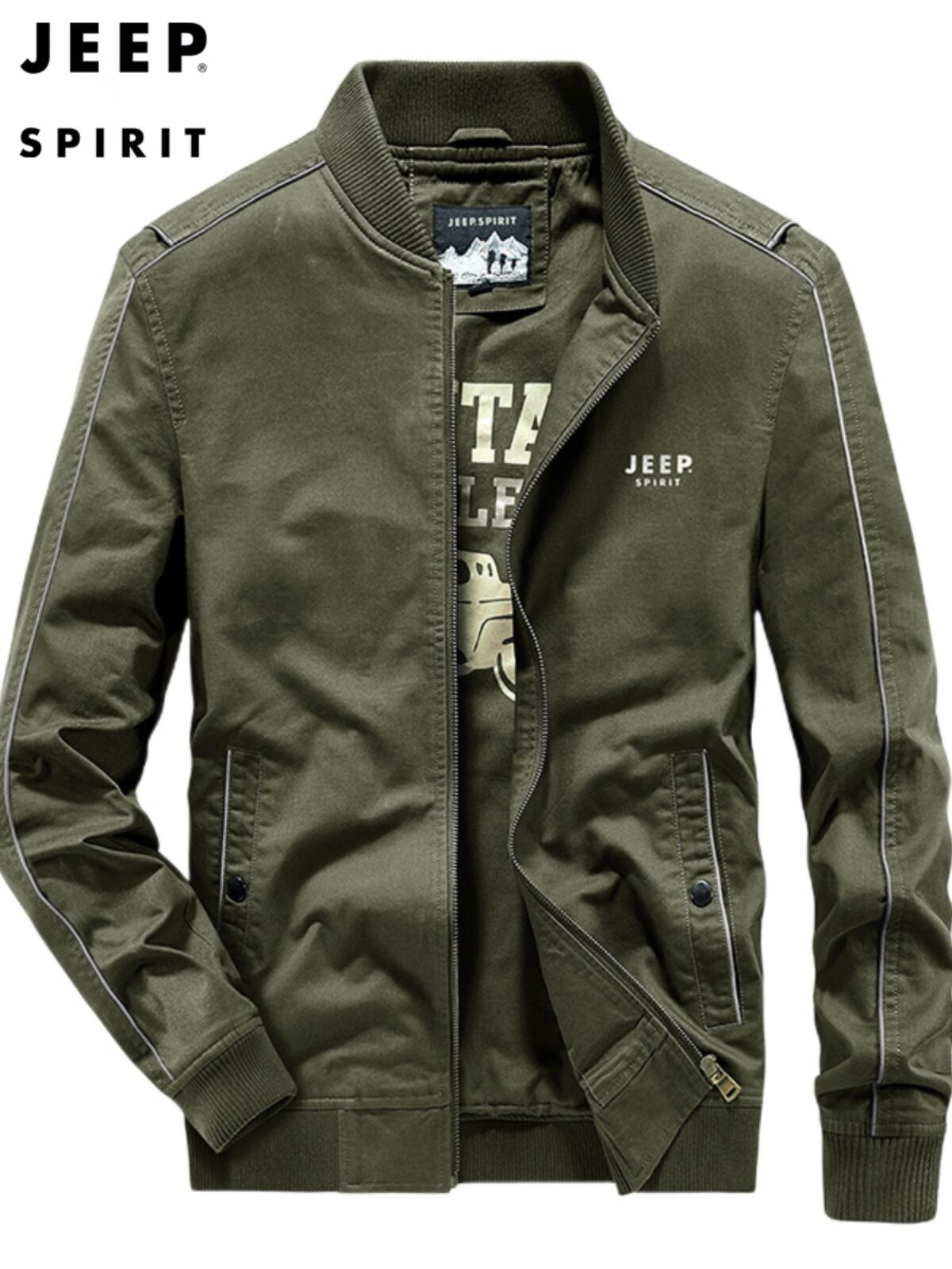 Jeep Spirit Men's Cotton Jacket Baseball Collar Business Casual Washed Workwear Multi-Pocket Outerwear Durable Spring Autumn Winter Harga  266 Ringgit*Penghantaran Percuma