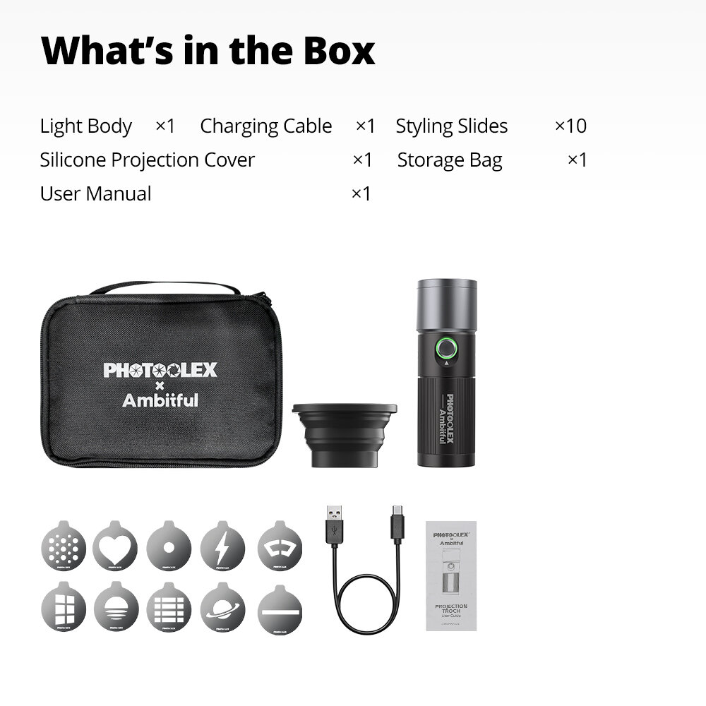 GGBR)-Photograph Flash Snoot Conical Lens Video Photo Studio Light Kit With Optical Spotlight Lens 25 Gobos