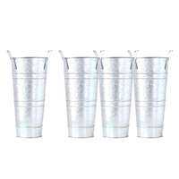 4Pcs Metal Flower Bucket with Handles Dried Flower Vase for DIY Craft Farmhouse Table Centerpiece Wedding Floral Projects