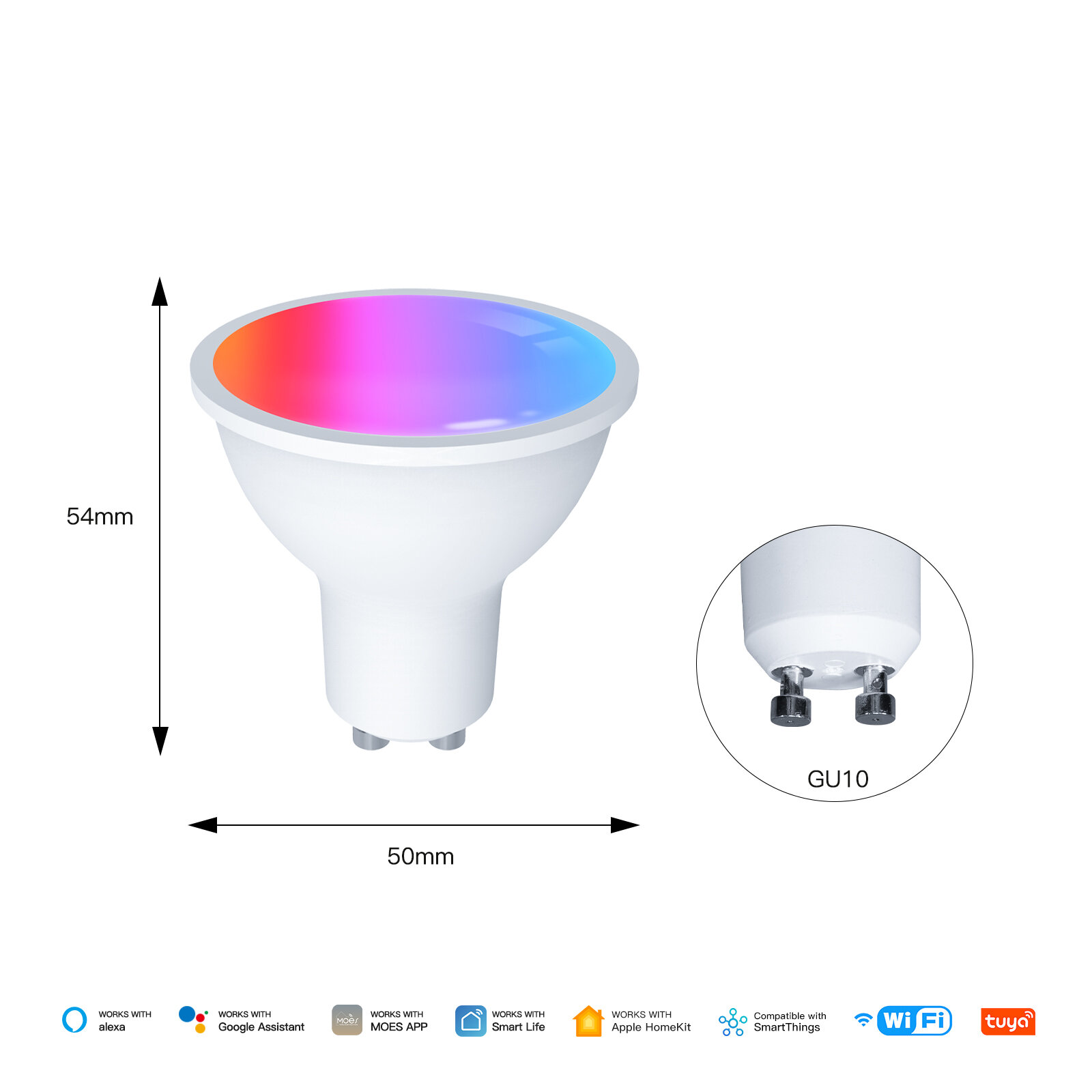 MOES Matter WiFi GU10 E27 Smart Bulb Dimmable Led Light 16 Million RGB C+W Colors Candle Lamp Voice Control Alexa Google Home