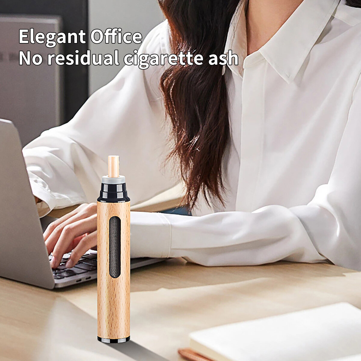 Portable Wooden Car Ashtray Anti-fall Dustproof For Office Home_voghion.com