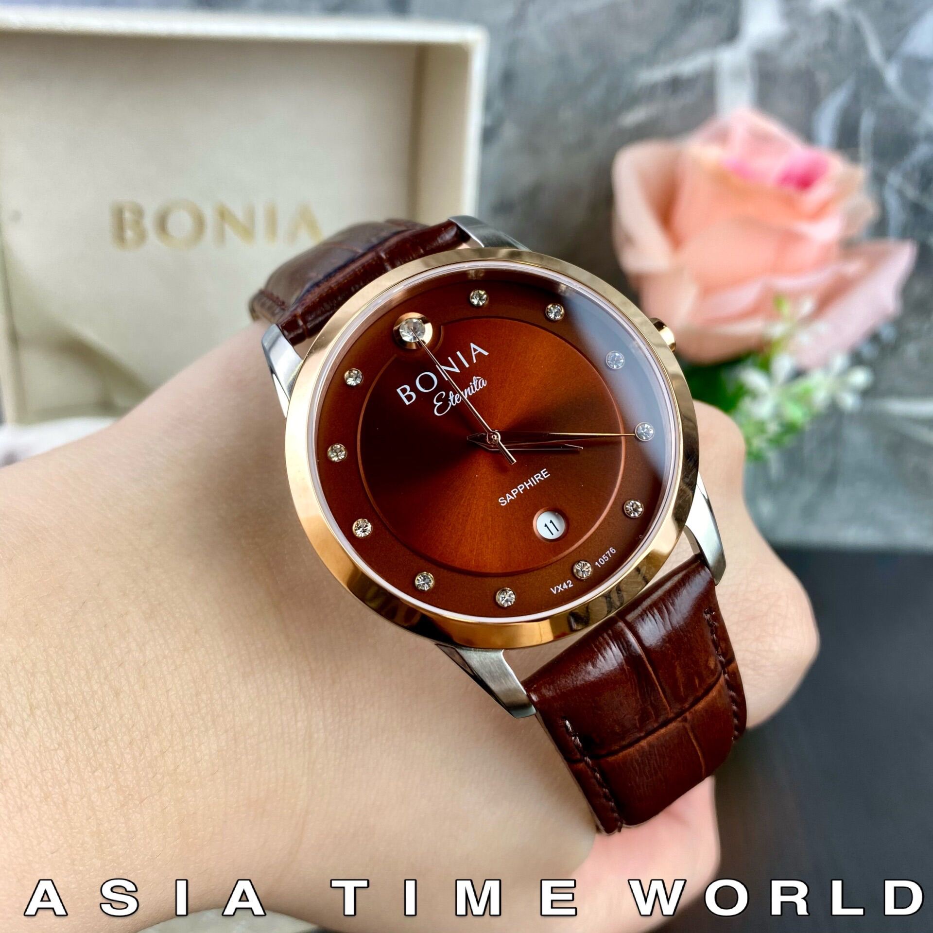 Original Bonia Bnb10576 1347 Classic Men Watch With Sapphire Glass And Brown Genuine Leather Strap Lazada