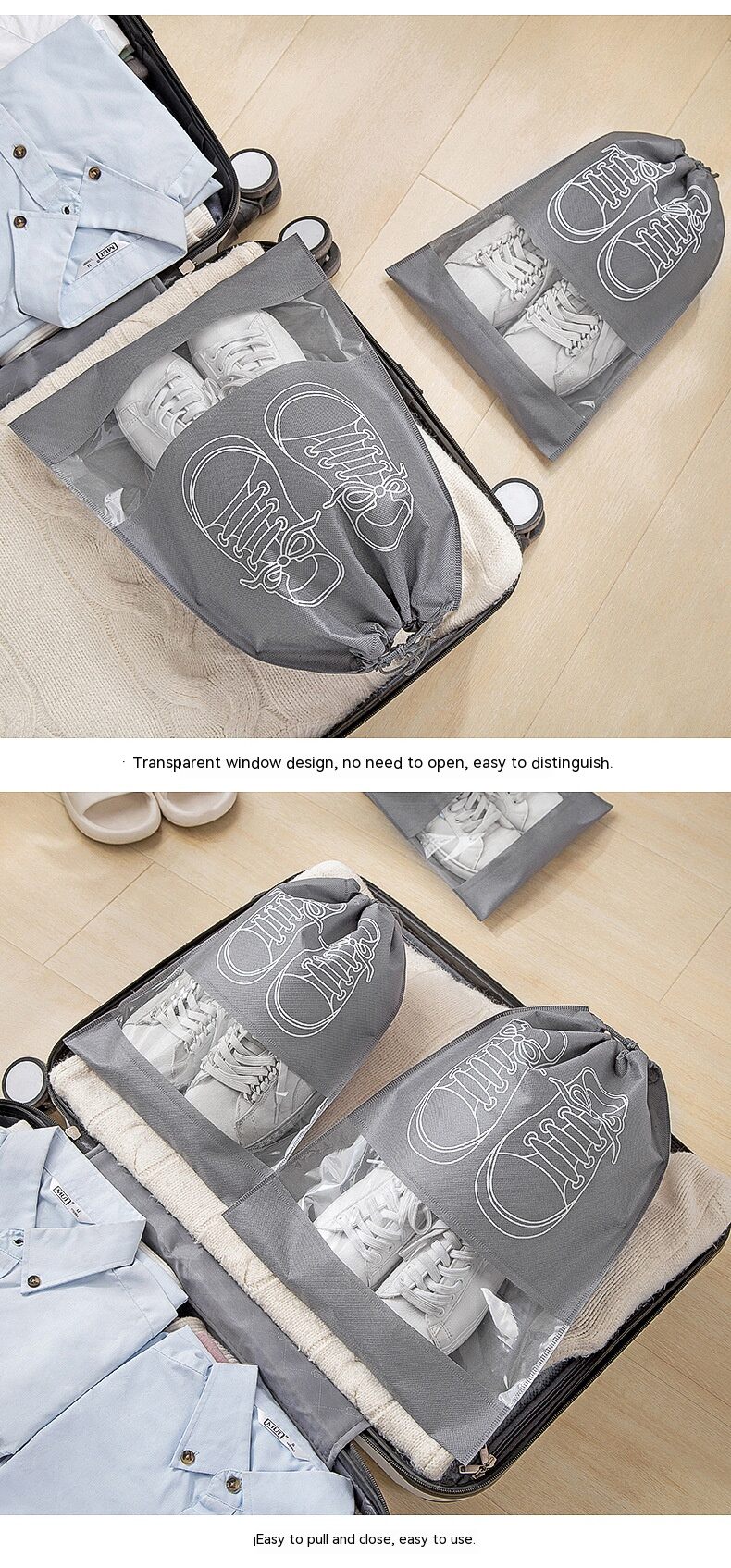 Non-woven Shoe Storage Bags Dustproof Bundle Pockets For Travel_voghion.com