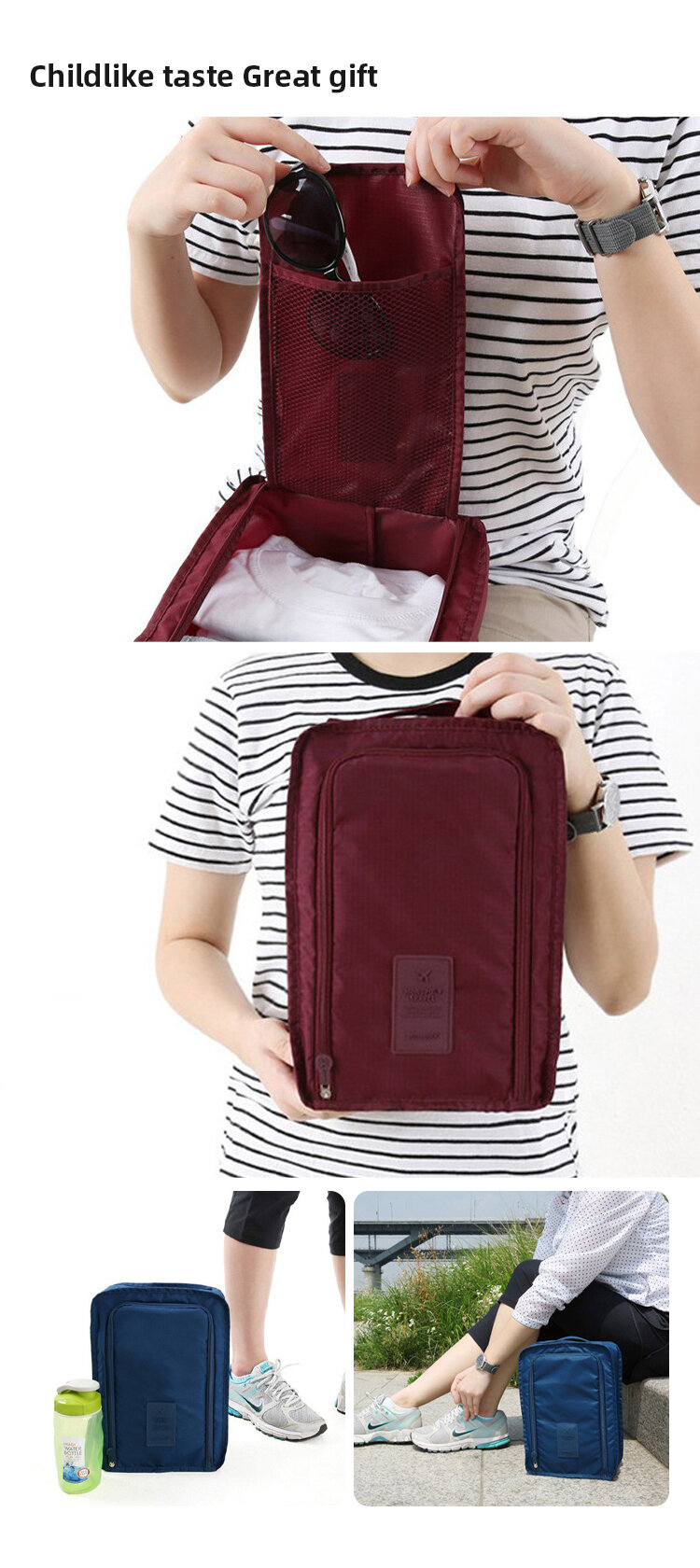 Waterproof Folding Shoe Pouch, Travel Shoe Organizer Bag_voghion.com