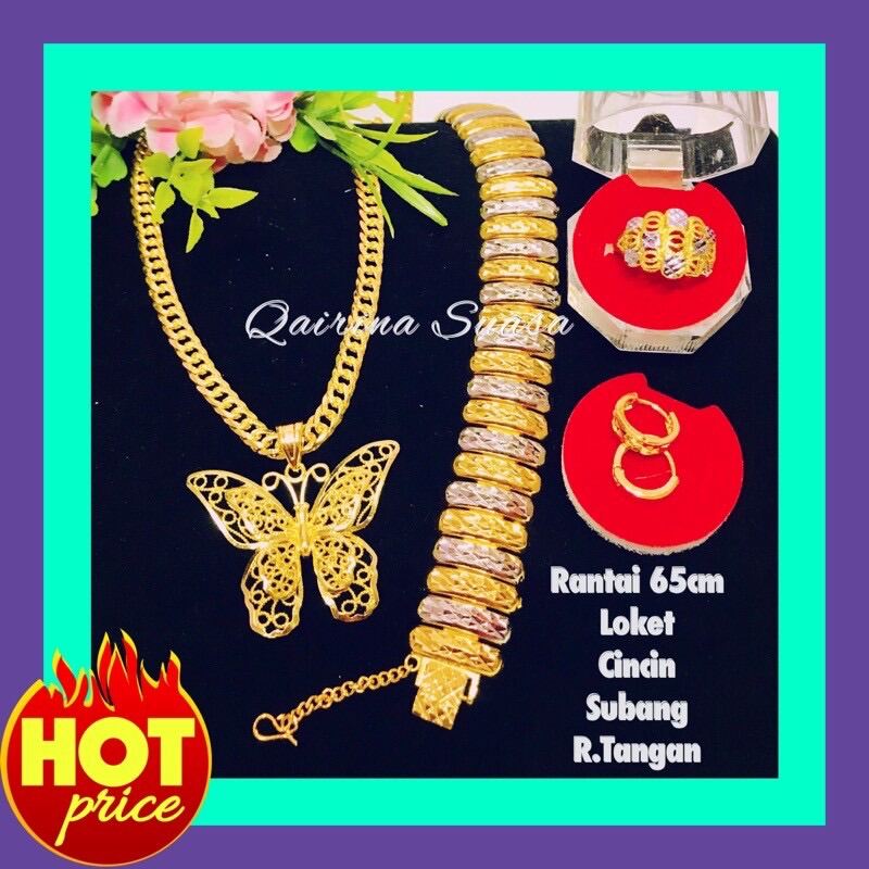 🔥hot Item🔥set Rantai Loket And Gelang Tangan Suasa Dewasa Lazada