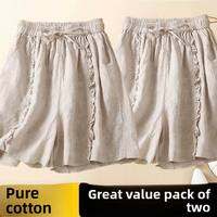 Lieoyuarn | Slimming Loose Cotton Linen Shorts for Women