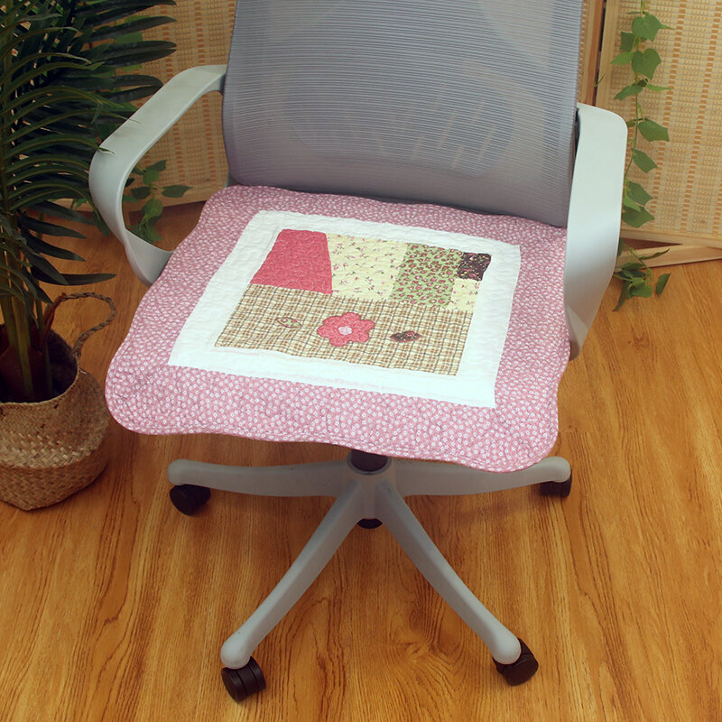 New Cotton Quilted Chair Pad Country Style Office Chair Cushion Four Seasons Universal Non-Slip Design Square Shape Home Decor