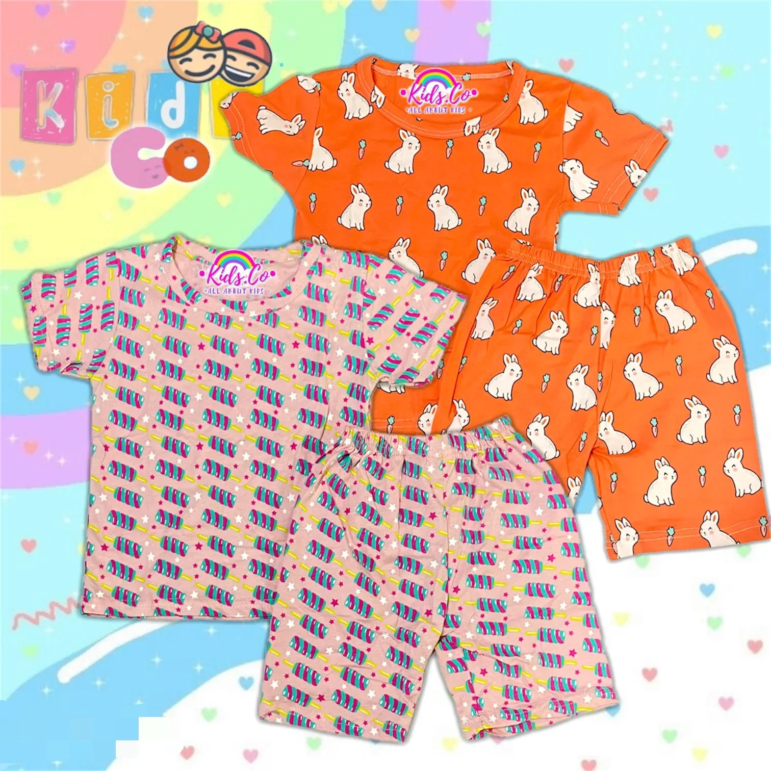 Playset Colourful Candy Printed Full Cotton Kids Size