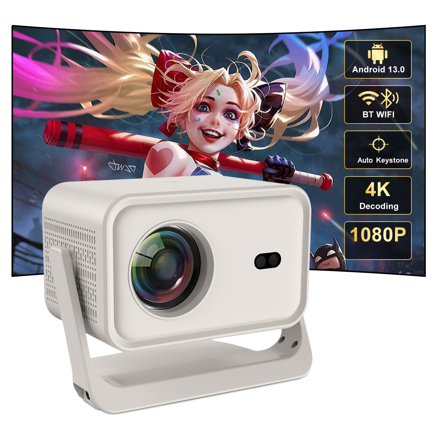 Salange Hàng Mới Về P21 Netflix chiếu thông minh Android 13 bản địa 1080p tự động lấy nét tự động keyston 1+ 16g 4k chiếu phim trong nhà HD rạp chiếu phim