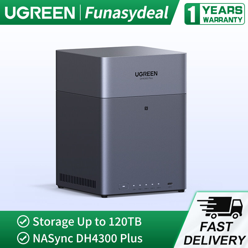 UGREEN NASync DH4300 Plus 4-Bay Desktop NAS, Support Capacity 120TB (Diskless), Remote Access, AI Photo Album, Beginner Friendly System, 8GB LPDDR4X RAM, 2.5GbE, 4K HDMI, Network Attached Storage ราคา 13,799 บาท*ส่งฟรี