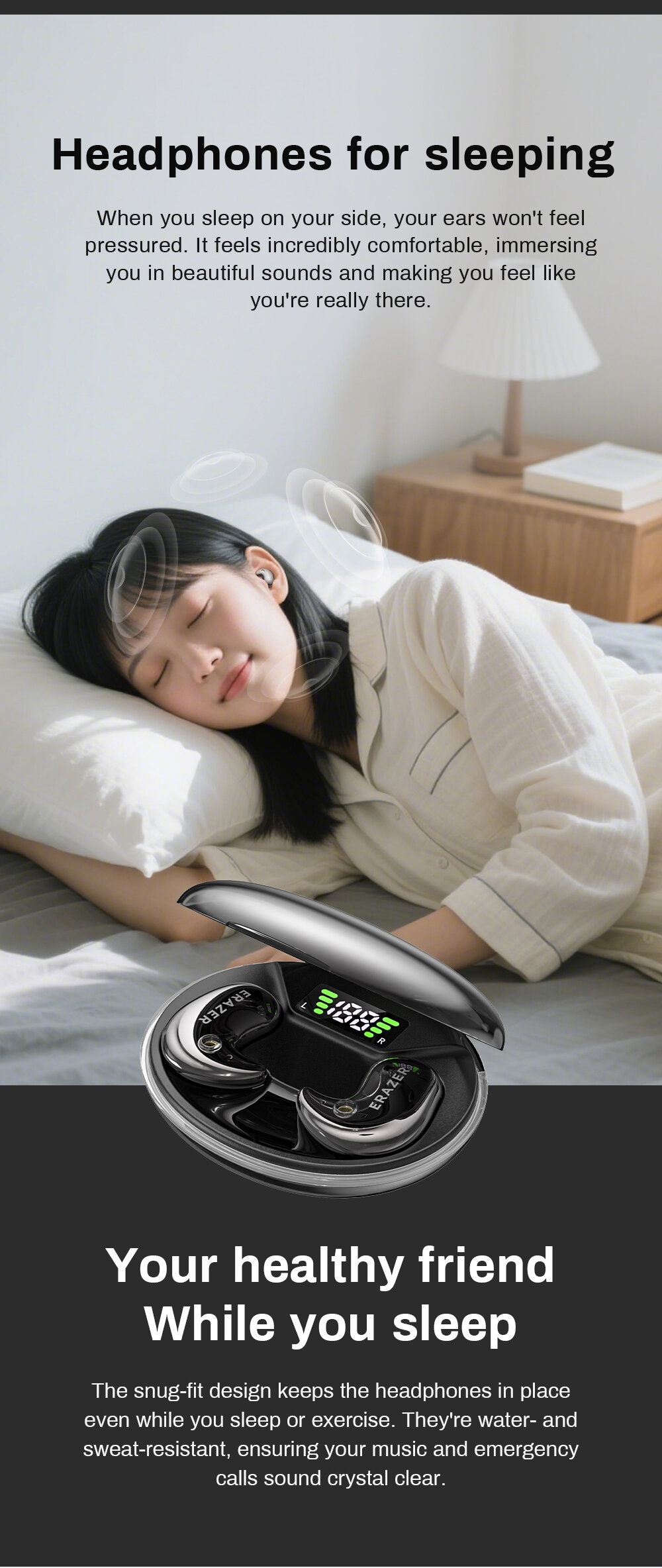 Lenovo Erazer Xf58 Wireless Bluetooth Sleeping Earbuds With Led_voghion.com