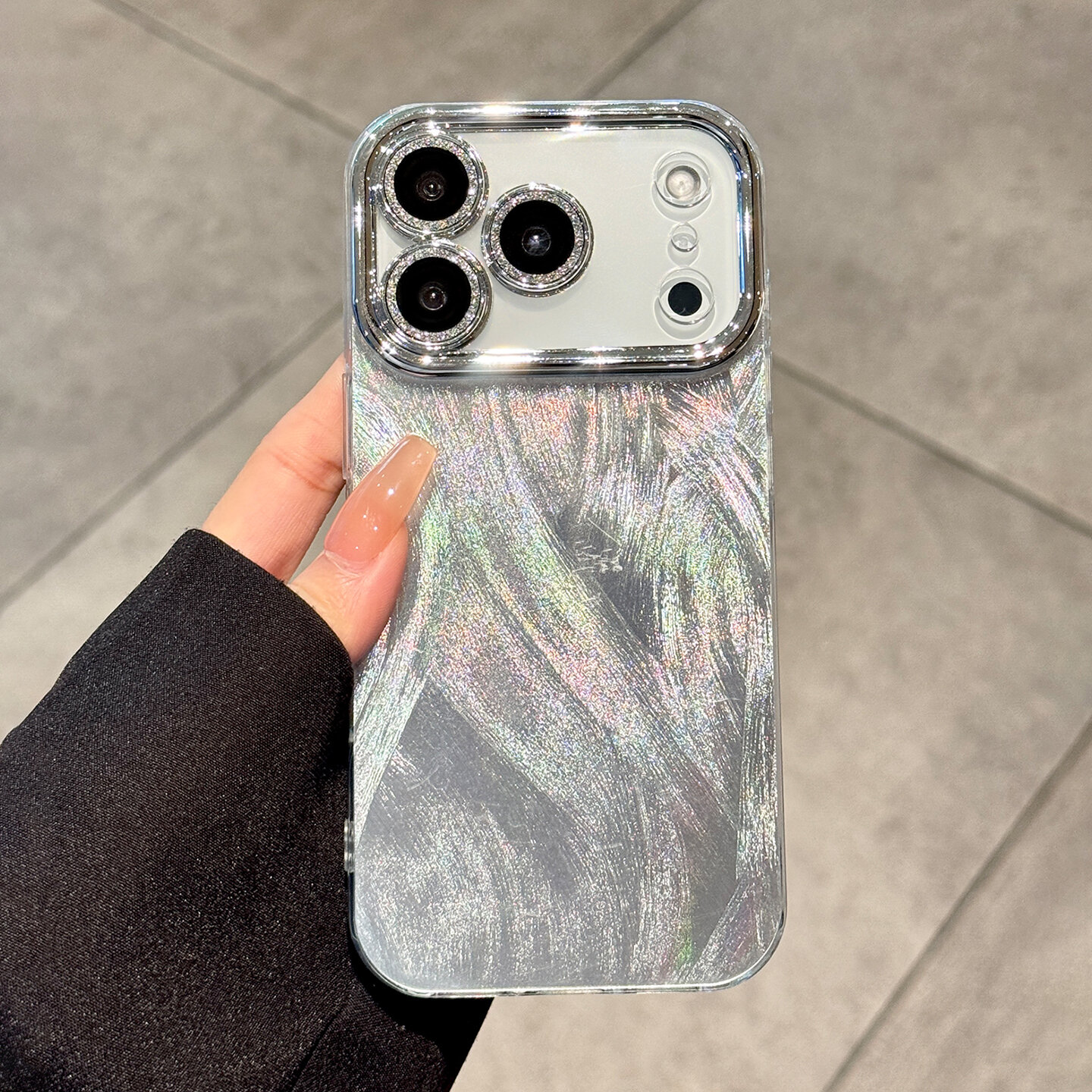 Luxury Glitter Laser Cell Phone Case With Lens Protector_voghion.com