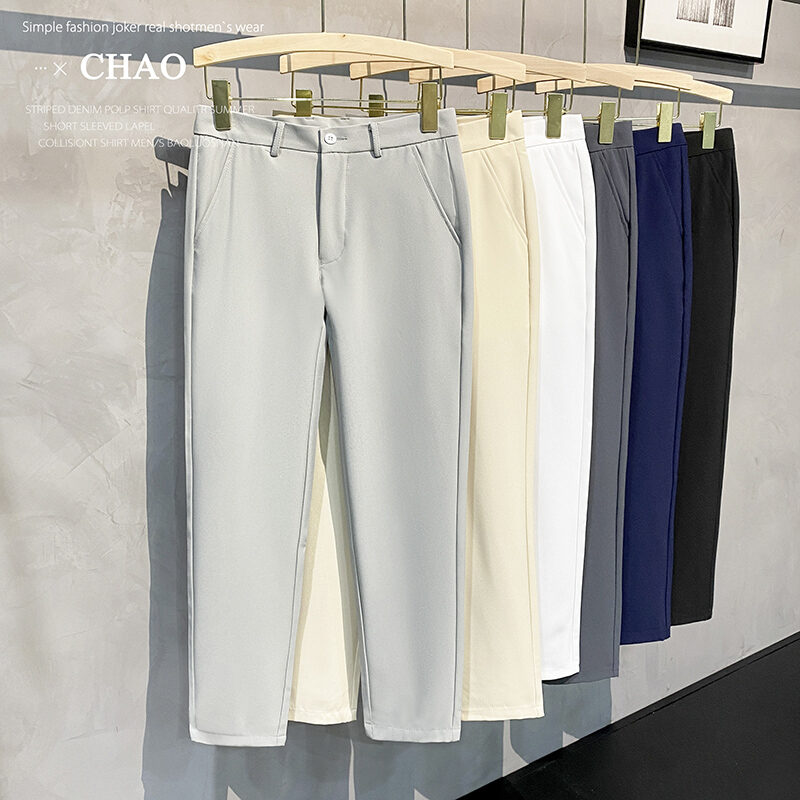 Fall Small Suit Pants Men's Ninth Pants Sub-Pendant Drape Silm Tapered Casual Pants Men Business All-Match Suit Pants Tide. 