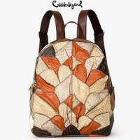 Cobbler Legend Retro patchwork genuine leather womens backpack soft cowhide backpack large capacity travel bag