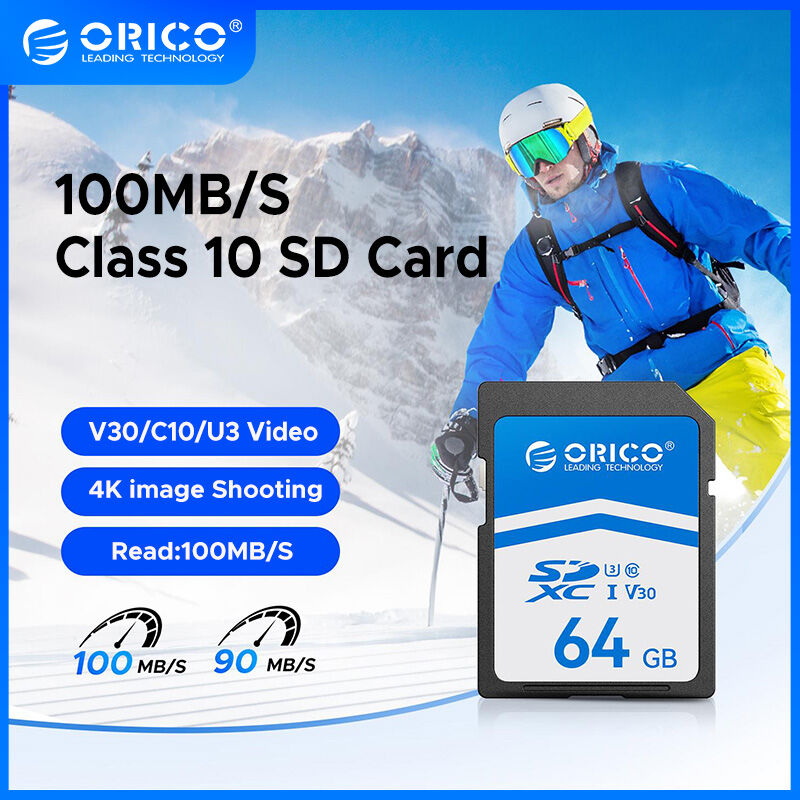 ORICO High-Performance 100MB/S SDXC Card 64GB/128GB/256GB/512GB with 4K Video Recording V30 U3 Class 10 SD Card（SD30） ราคา 570 บาท*ส่งฟรี