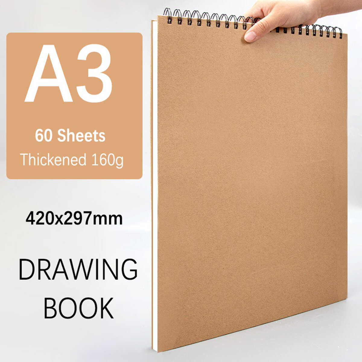 Art Sketchbook 160gsm 30 Sheets/60 Pages Drawing Watercolor Spiral Notebook For Sketching