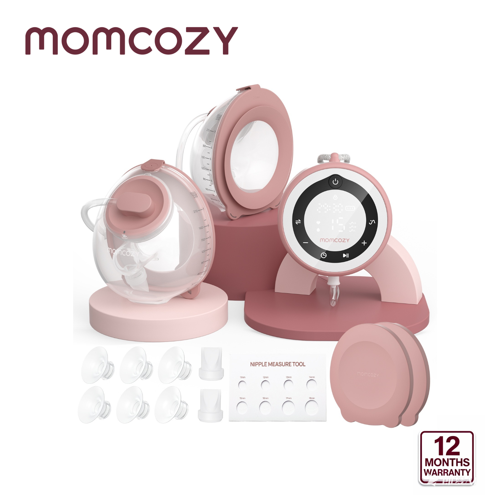 Momcozy V1 Pro ดูดแรงสูงพลังเครื่องปั๊มนมไฟฟ้าเครื่องปั๊มนมแบบพกพาคู่แบบแฮนด์ฟรีพร้อมโหมดดูดที่ปรับแต่งได้3โหมดและ15ระดับเครื่องปั๊มนมไฟฟ้าพร้อมหน้าแปลนสองด้านกันการรั่ว