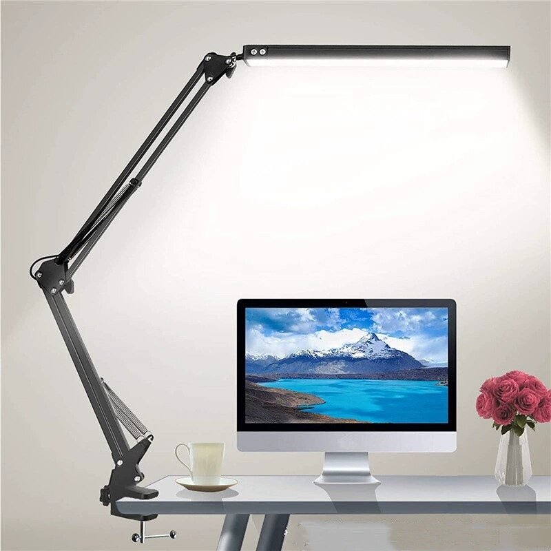 NEWSTYLE | Home Folding Metal LED Desk Lamp 3 Colors Adjustable Eye Protection Clip on Desk Light For Living Room Reading Working Computers