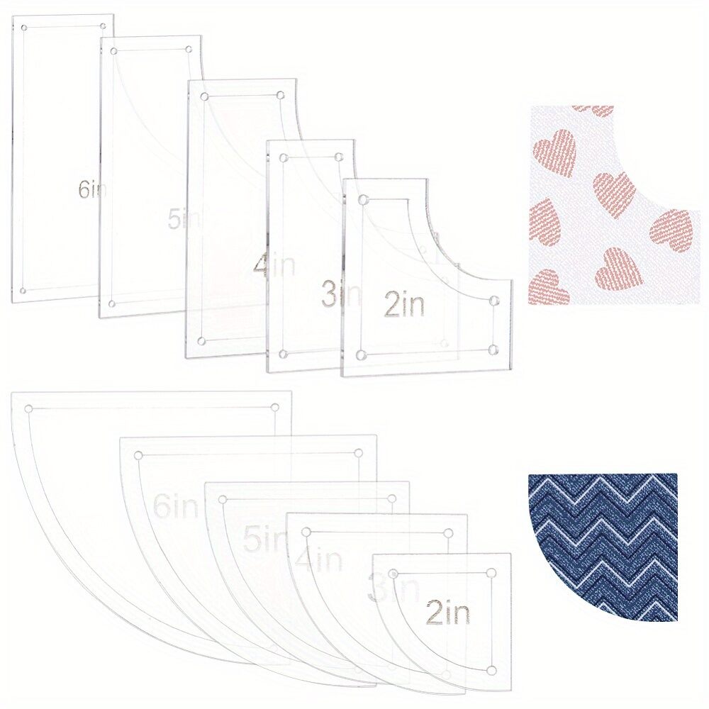 10pcs Quilting Acrylic Template Set 2/3/4/5/6 inch Transparent Rulers With Film Protection For DIY Kitchen Art Craft