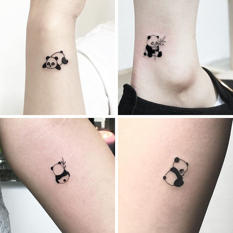 Minimalist sleepy panda bear temporary tattoo get it