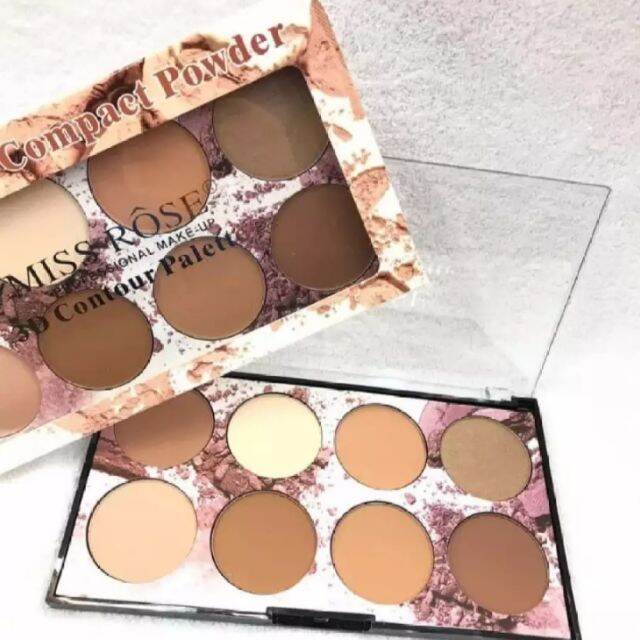 Miss Rose 3D Shimmer Powder Highlighter Palette Face Base Makeup Contour  palette