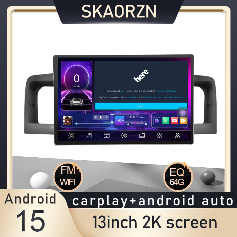 Skaorzn 13inch 6+64GB for toyota corolla 2002-2006 android15 2k qled 2000x1200p support 360camera 2din car android headunit stereo fm bluetooth carplay android auto steering control rear view t133 ราคา 6,054 บาท*ส่งฟรี