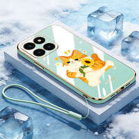 Ybd mạ điện bìa cho Honor X6C x7c x7d X8D Honor 400 200 thông minh đáng yêu Mèo hoạt hình hướng dương nhựa TPU mềm Vỏ bảo vệ chống sốc