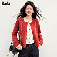puella | Retro Soft Red Knit Sweater Coat