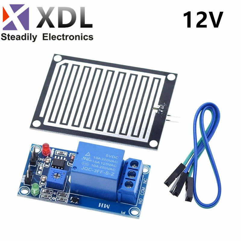 Large Area Raindrop/Rain Weather Sensor Module 5V/12V Waterless Turn-on Switch with Relay Control. 