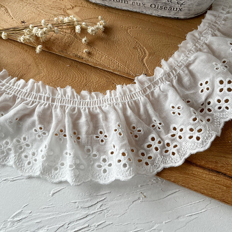 High-End Cotton Lace Trim Handmade DIY Materials for Skirts And Sleeves Wide Edge Embroidery Fabric Accessories from China