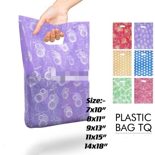 Thank You Bag Gift Bag Plastic Bag TQ Bag 7x10 8x11 9x13 11x15 14x18 (Random Color Pick)