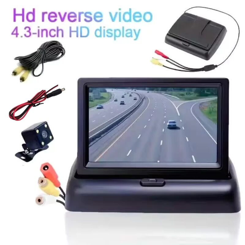 [Easy Installation Rearview Monitor] 12-24V HD Car Rearview Camera Monitor - 4.3" Large Foldable Display for Car and Truck