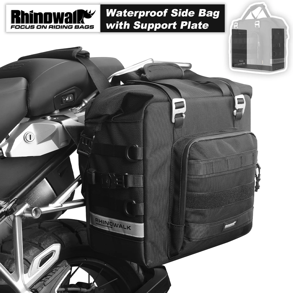Rhinowalk Motorcycle Side Bag Quick Release 3D Cube Tail Bag Waterproof 25L-32L Large Capacity Expandable Built-In Support Plate Pannier Bag Motorbike Cycling Travel Storage Bag Applicable To Various Models Motorcycle Accessories ราคา 2,999 บาท*ส่งฟรี