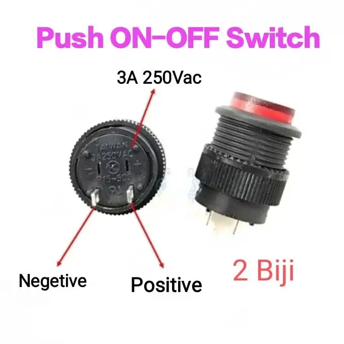 2 Biji Push ON OFF Switch