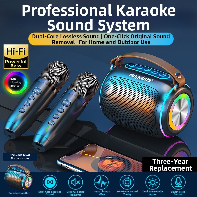 Wireless Bluetooth Speaker Karaoke Microphone Outdoor Bass Singing