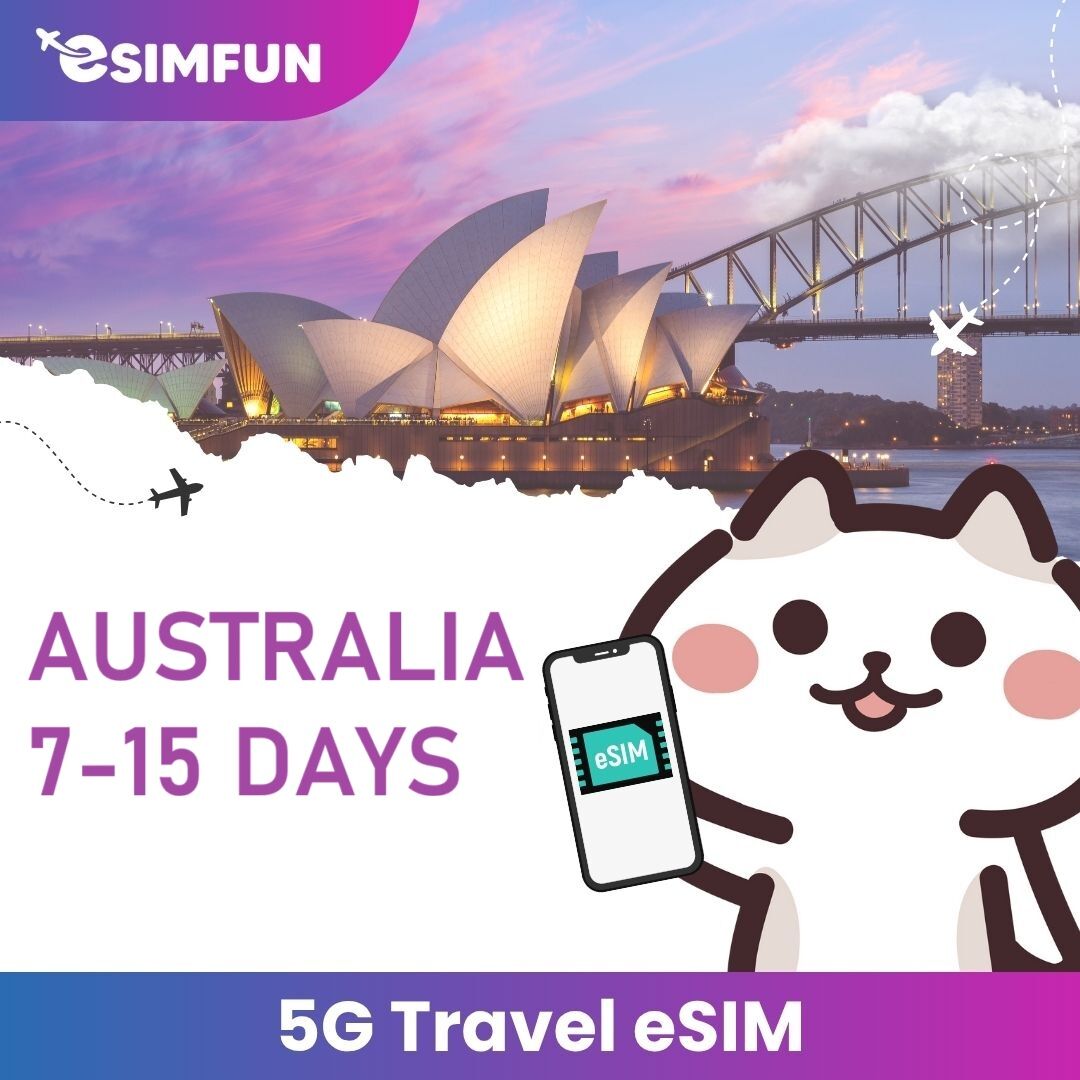 eSIM - Australia 5G Travel eSIM - 7-15 Days Unlimited Data ราคา 562 บาท*ส่งฟรี