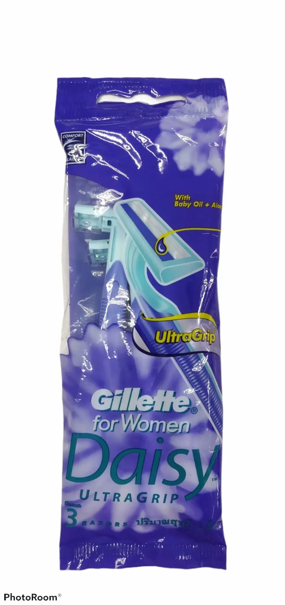 Gillette for Women Daisy Ultragrip 3 razors (With Baby oil + Aloe)