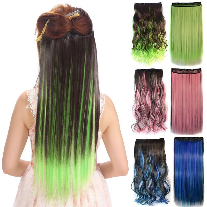 Beaupretty 10pcs wig green hair extensions clip in extensions colored hair  extension hair extension clips hair gems for women clip in hair High