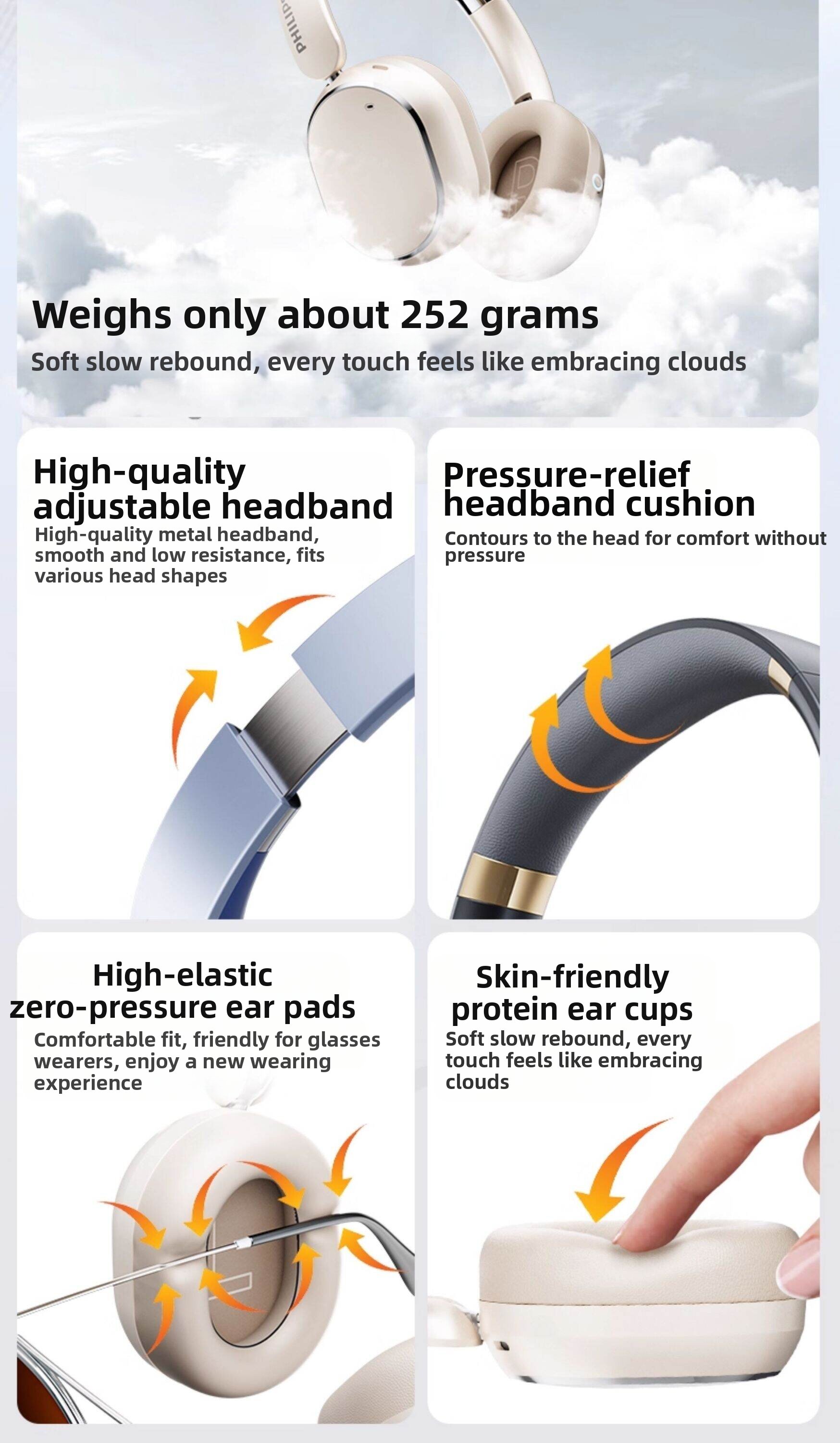 Philips Wireless Noise-canceling Headphones Active Noise Control_voghion.com