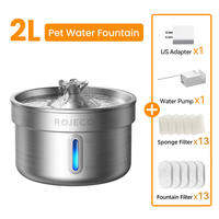 ROJECO Stainless Steel Crown Shape Cat Water Fountain Automatic Circulating Pet Drinking Dispenser Multi Layer Filter Water Feeder for Kitten Puppy
