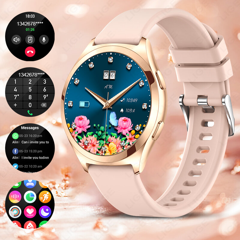 LIGE New Full Touch Screen Smart Women Watch Waterproof Bluetooth Call Men Watch Sports Health Monitor Smart Watch For Android IOS ราคา 1,099 บาท*ส่งฟรี