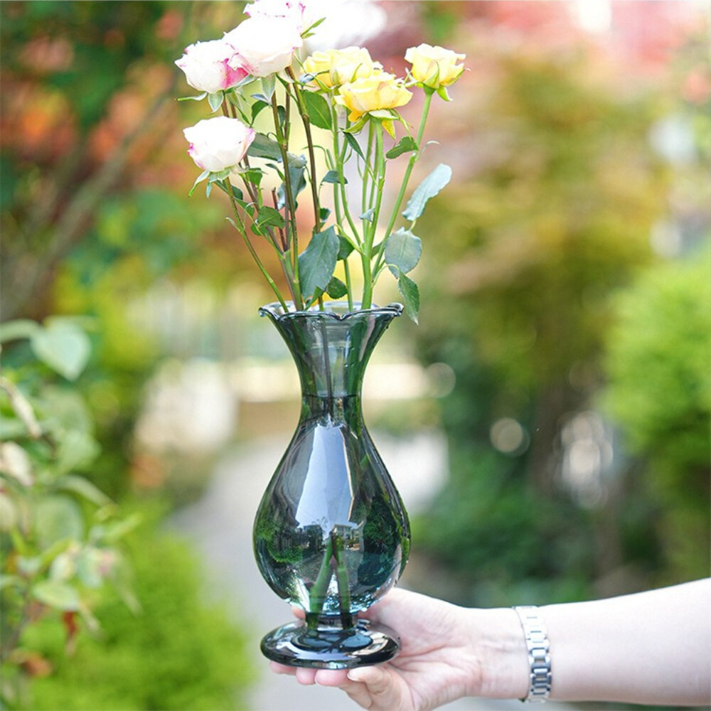 Vase en verre transparent coloré style français pour fleurs_voghion.com