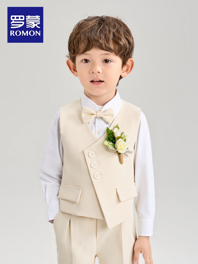 Romon British Style Boys Suit Children's Formal Wear Piano Performance Host Outfit Summer New Arrival Polyester Fiber Harga  97 Ringgit*Penghantaran Percuma